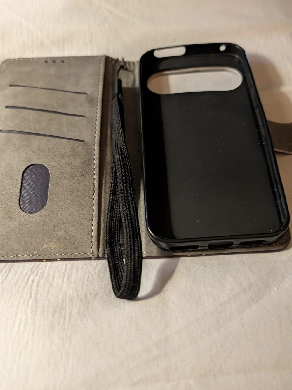 Purple Butterfly Wallet Phone Case with Wrist Strap